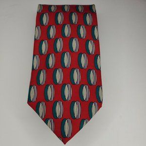 Jos A Bank Executive Collection 100% Silk Handmade Red W/ Geometric Print Tie